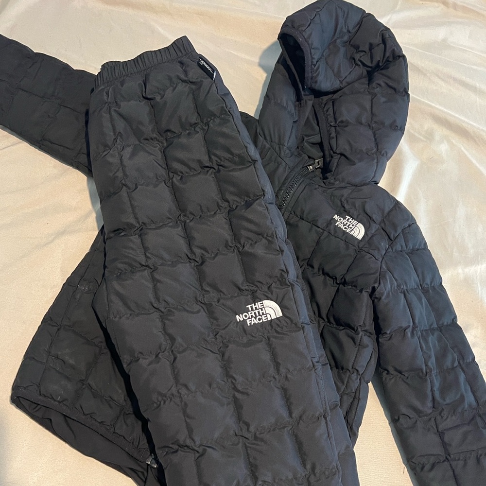The North Face Kids Black Puffer Jacket and Pants